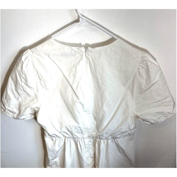 Madewell White Poplin Babydoll Dress‎ Womans size 4 Coquette crisp preppy sweet - Picture 3 of 12